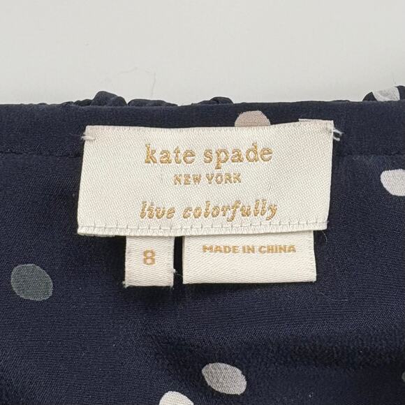 Kate Spade Silk Polka Dot Button Front Top Size 8 Feminine Ruffle Career Work - Picture 6 of 10